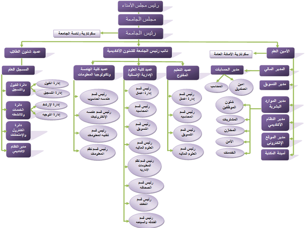 The organizational structure of the University of Modern Sciences